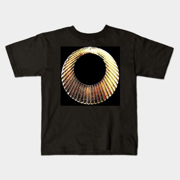 MOD ART DECO GEOMETRIC GOLD CIRCLES SPHERES ON BLACK Kids T-Shirt by jacquline8689